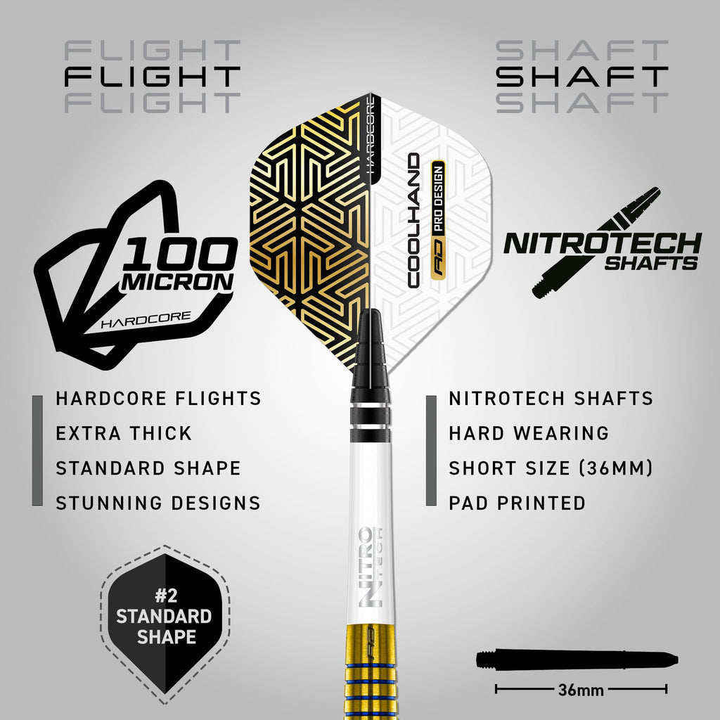 Red Dragon Luke Humphries TX3 Gold SE 22g Tungsten Steeltip Darts Set