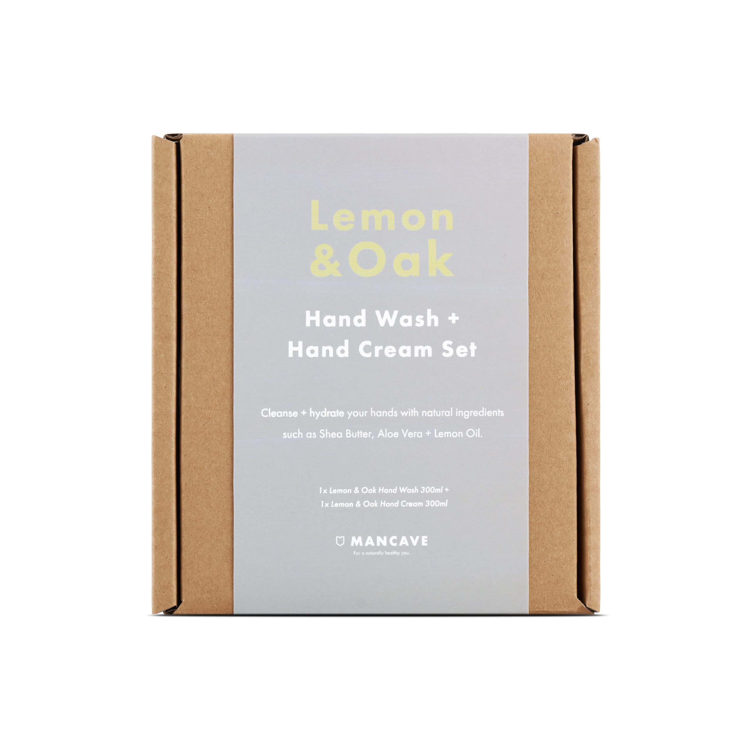 ManCave Lemon & Oak Men's Hand Care Gift Set | Vegan Wash & Cream Duo