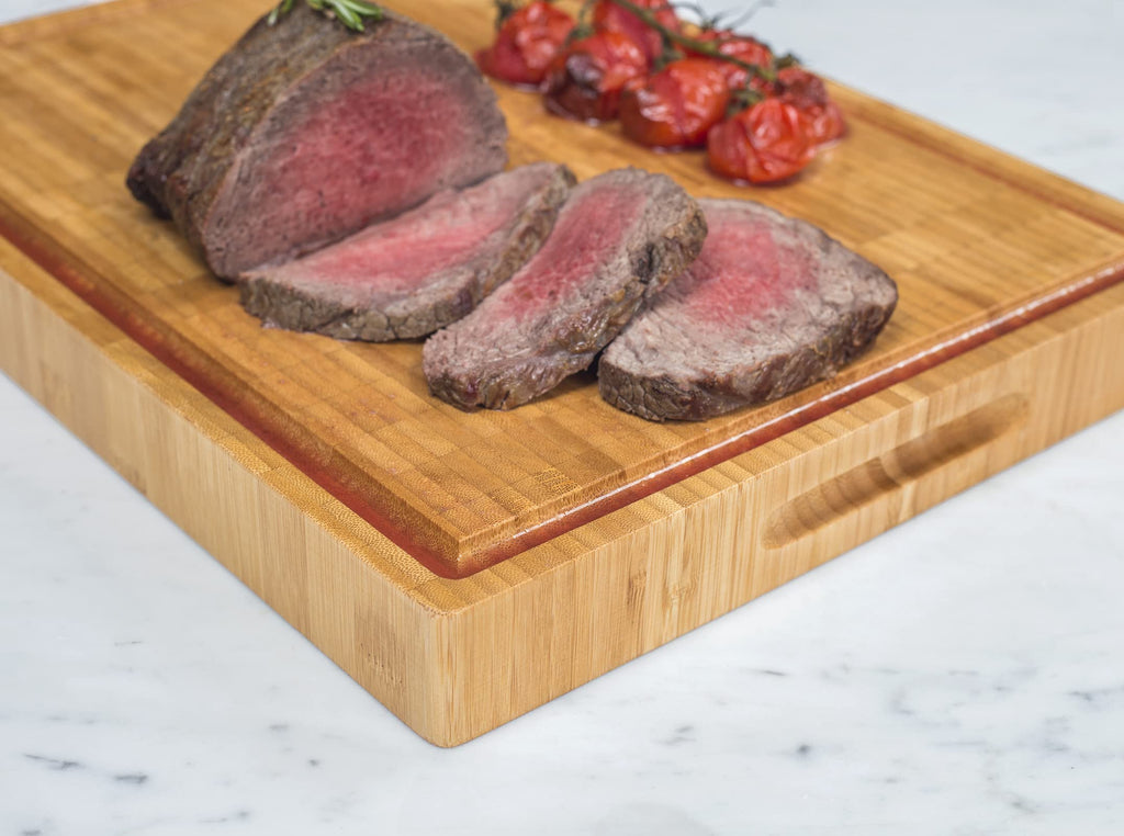 Dehaus End Grain Bamboo Chopping Board – Extra Large Butcher Block with Handles