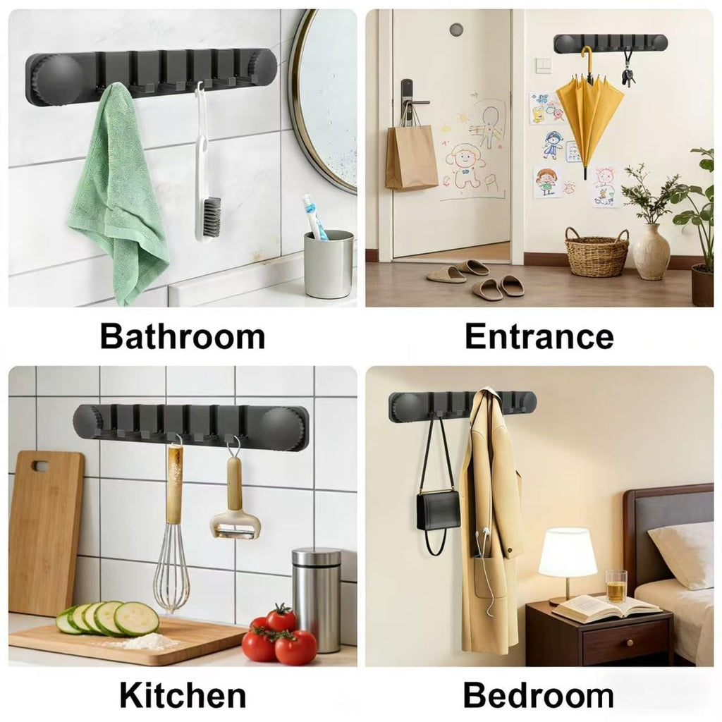 Plliocse Wall Coat Hook Racks Folding Invisible Coat Hooks Easy Install Clothes Rack for Space Saving Grey 2PC