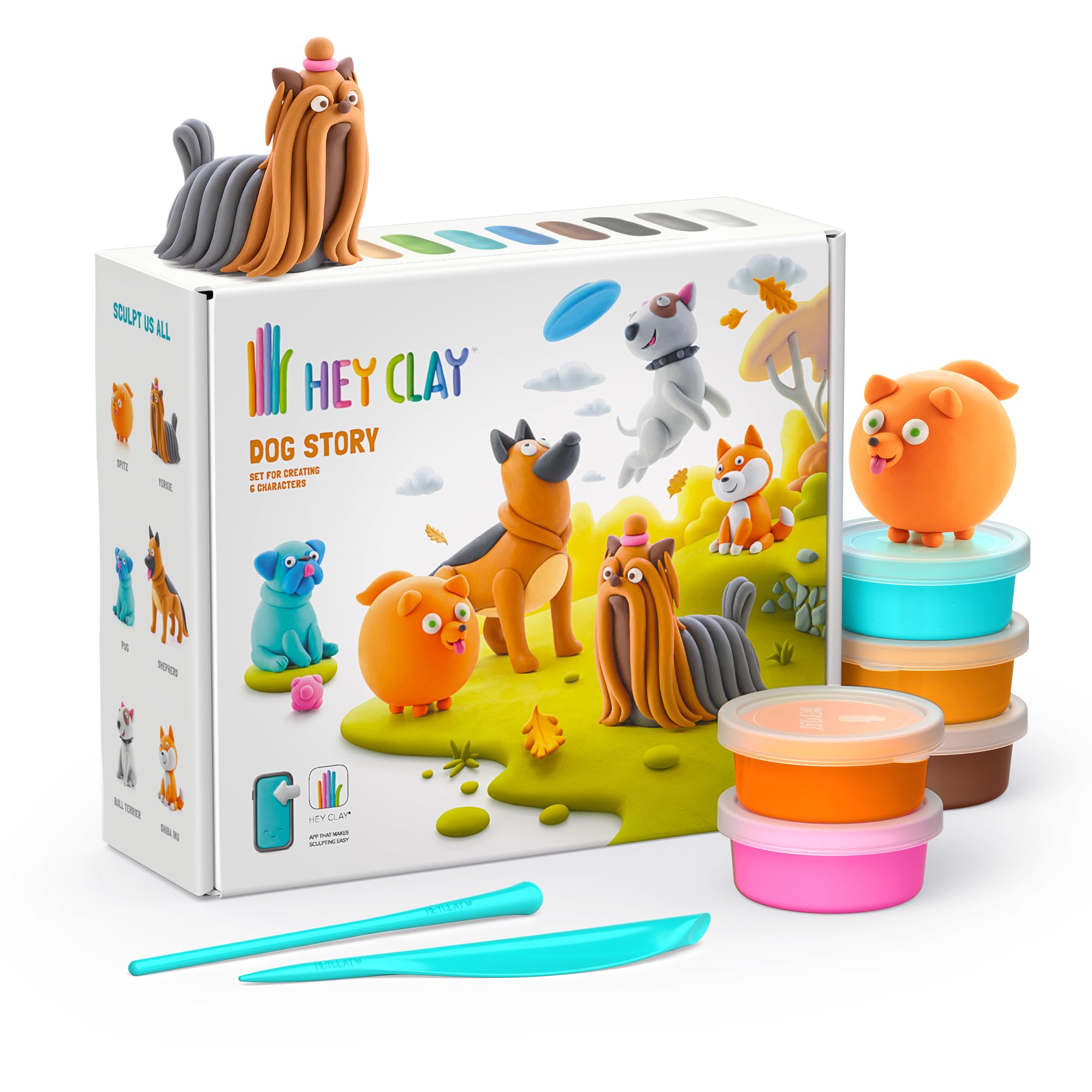 Hey Clay Dog Story Set – 15 Cans Air-Dry Modeling Clay Kit for Kids