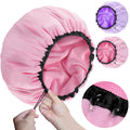 Sheomern Extra Large Terry Cloth Lined Shower Cap | Adjustable Waterproof 2-Pack