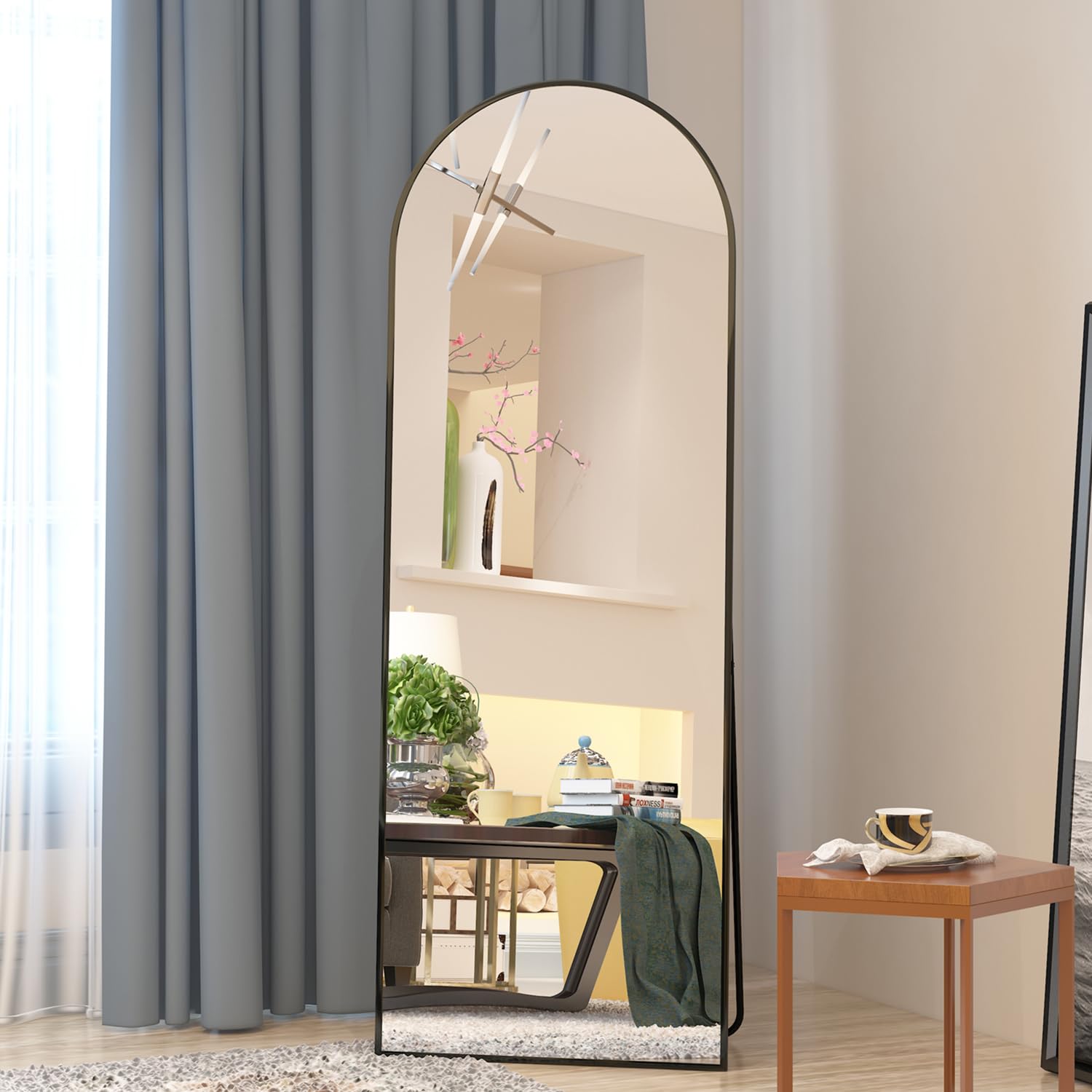 Elemango Arched Full Length Floor Mirror | 162x53cm Aluminum Frame
