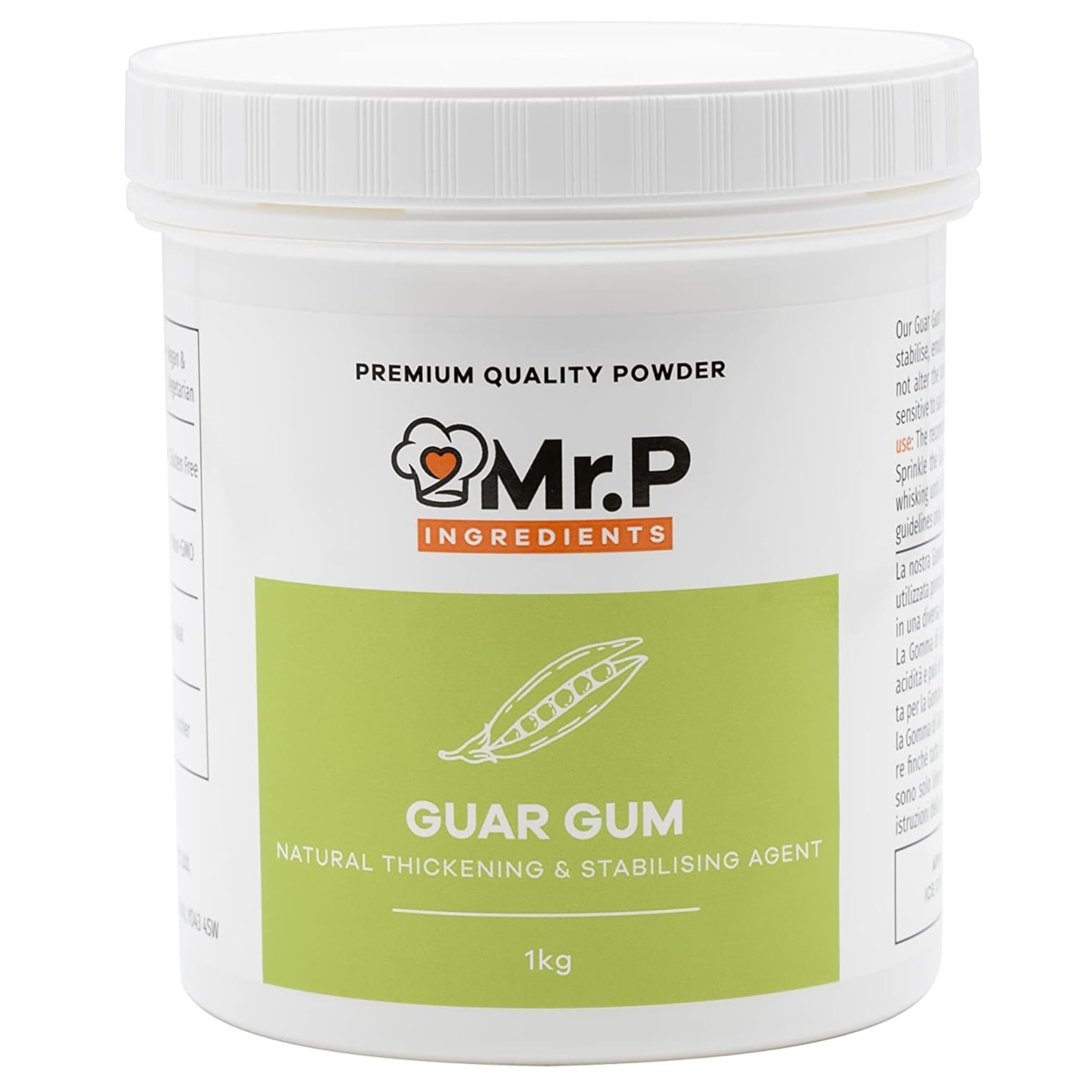 Mr.P Ingredients Guar Gum Powder 1kg - Vegan Food Thickener & Stabiliser