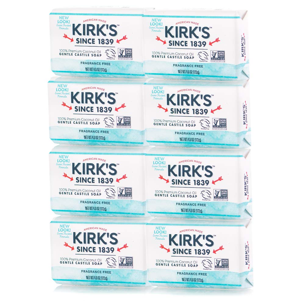 Kirk's Castile Fragrance Free Coco Castile Bar Soap - 4 oz (8 Pack)