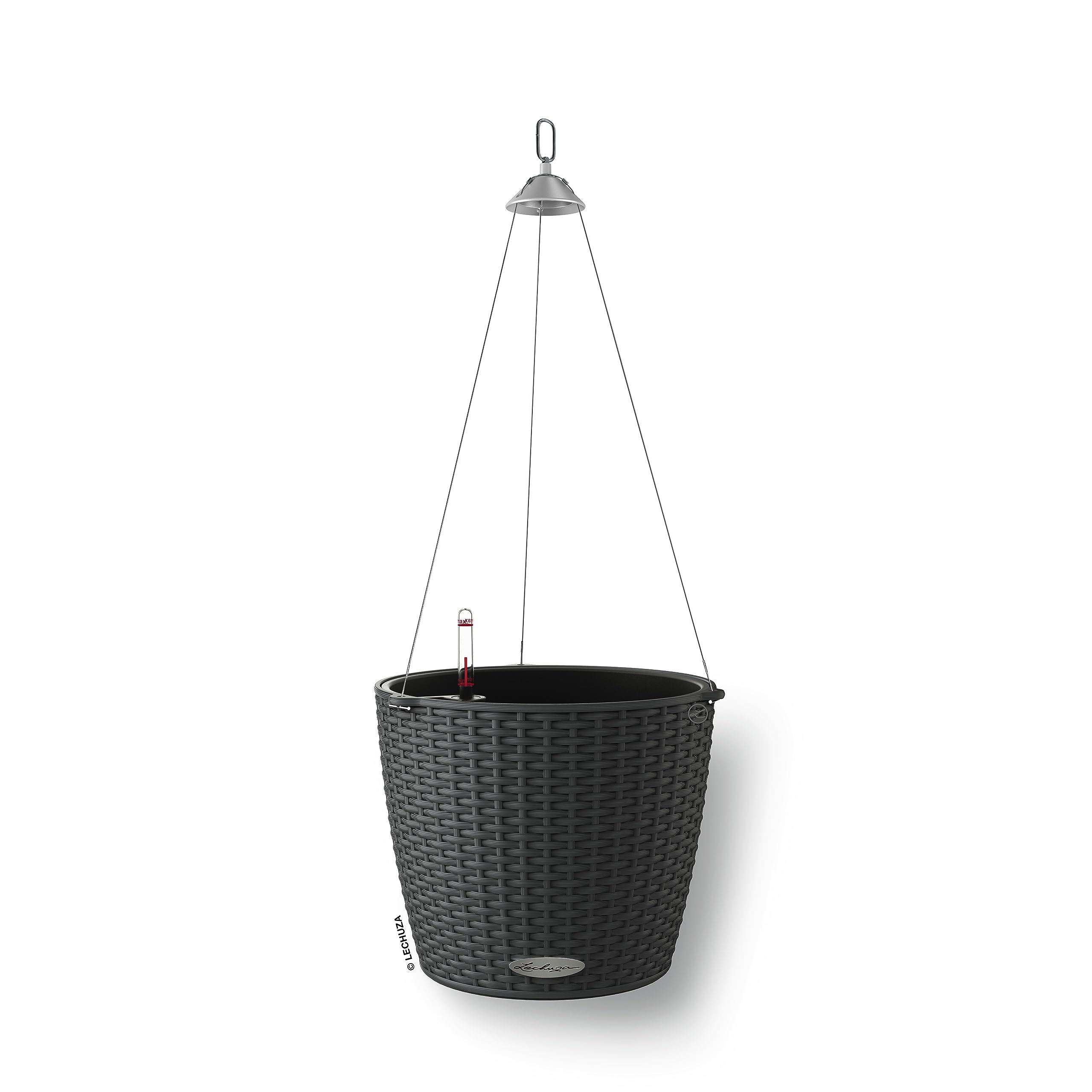 Lechuza NIDO Cottage 28 Self-Watering Hanging Planter | Rattan Granite
