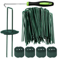 Bakulyor 200 Green Garden Pegs | 6" Steel Landscape Staples with Washers
