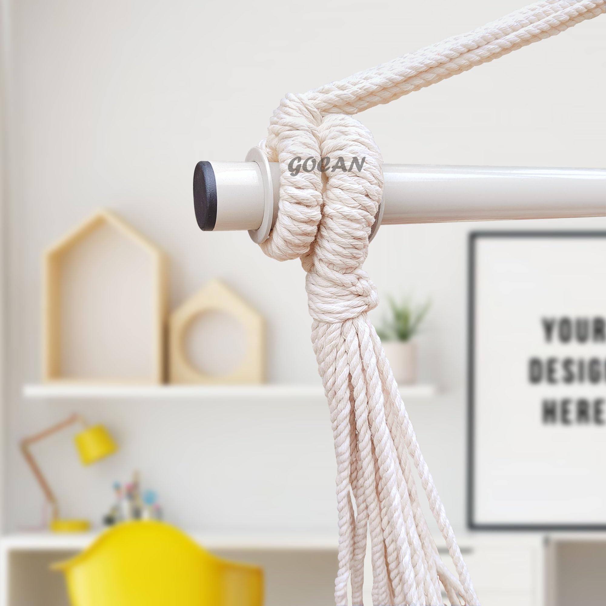GOCAN Hammock Chair – Large Cotton Hanging Swing with Steel Spreader Bar