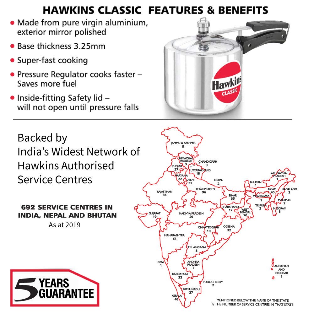 Hawkins Classic 3L Aluminum Pressure Cooker – Tall Mirror Polish Silver