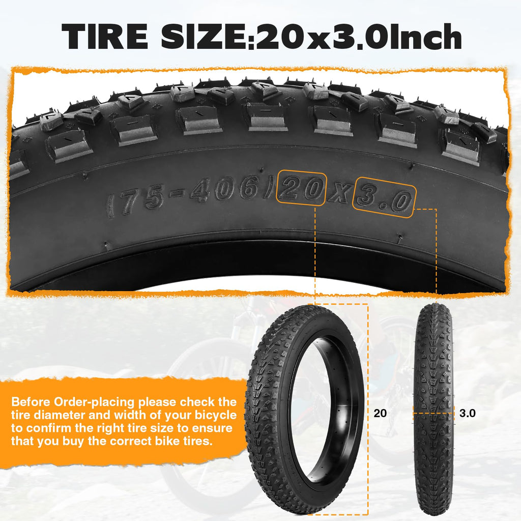 GRELiving 20x3.0 Inch E-Bike Tyres | Pack of 2 Heavy Duty Fat Tyres