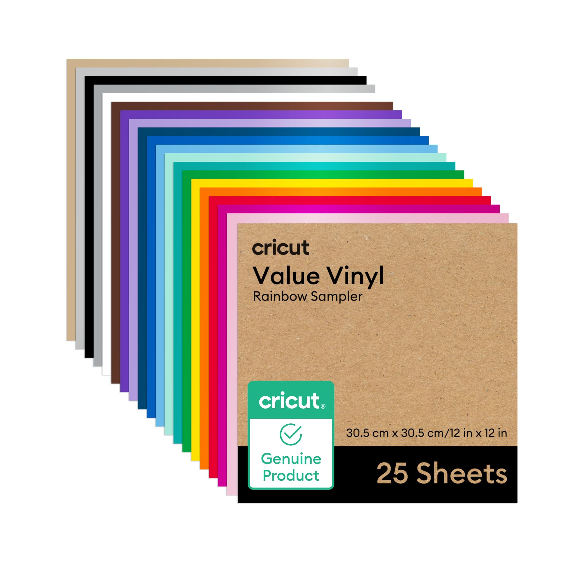 Cricut Permanent Value Vinyl Variety Pack | 25 Sheets | 12" x 12"
