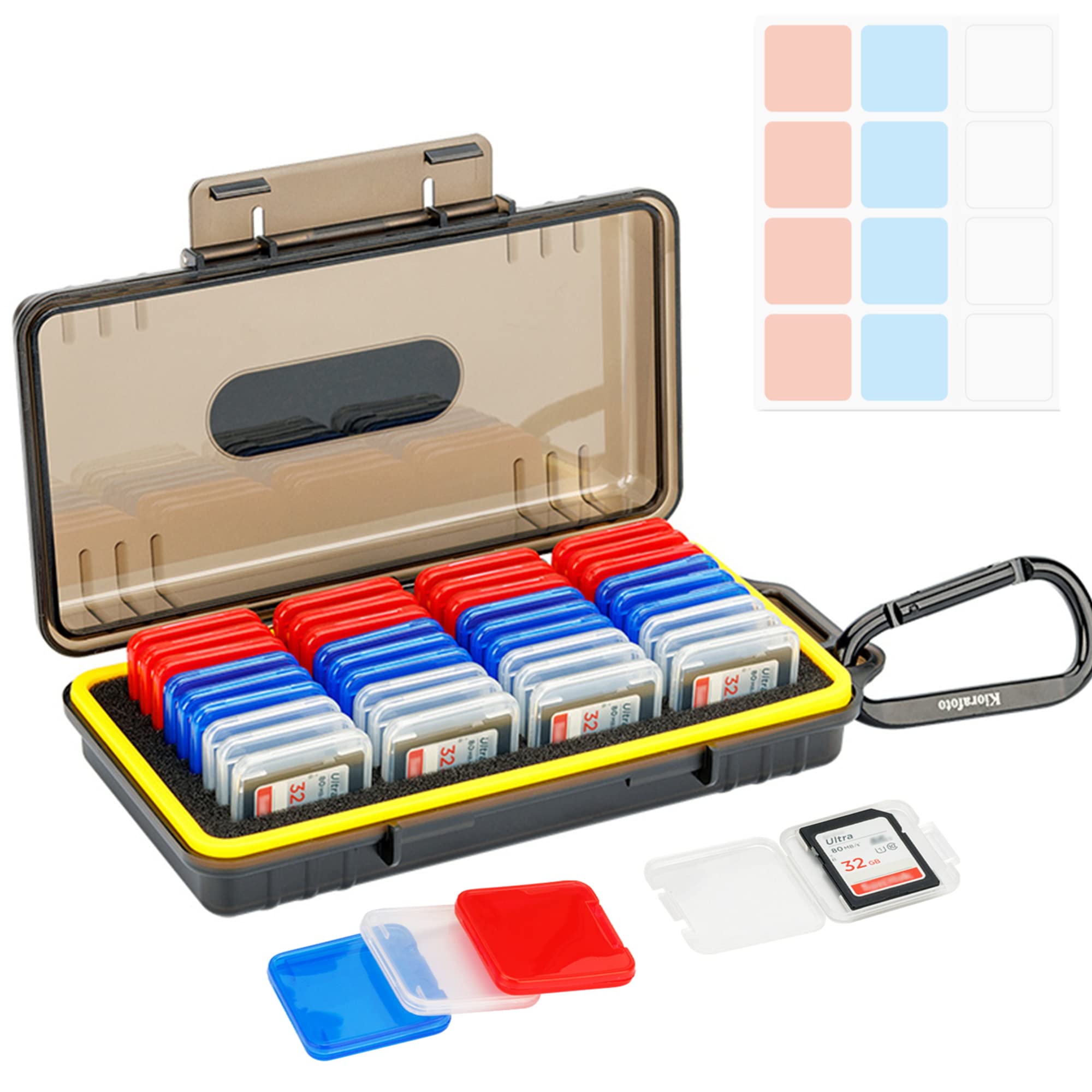 Kiorafoto SD Card Holder Case - 36 Pack Water-Resistant Storage Box