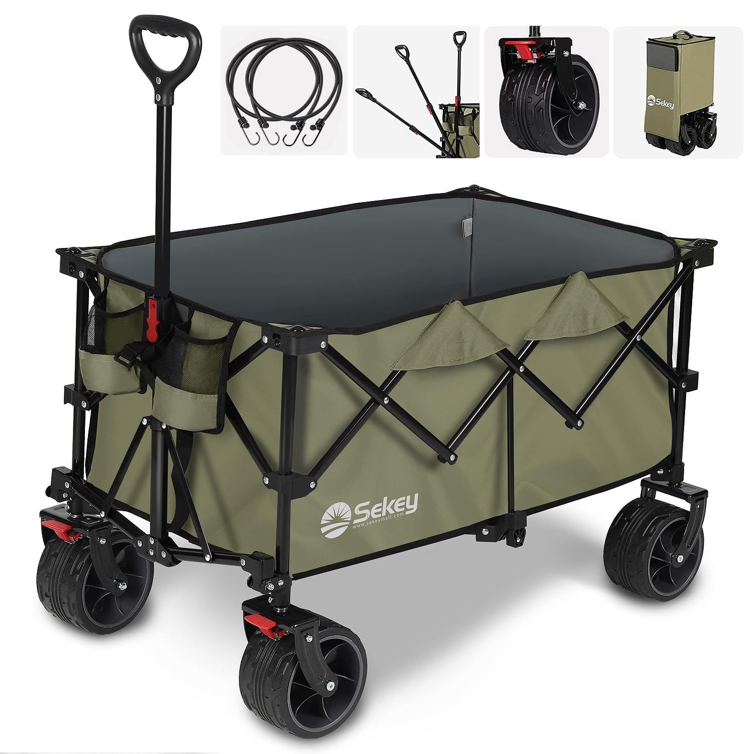 Sekey 200L Folding Festival Trolley | Heavy-Duty All-Terrain Beach Wagon