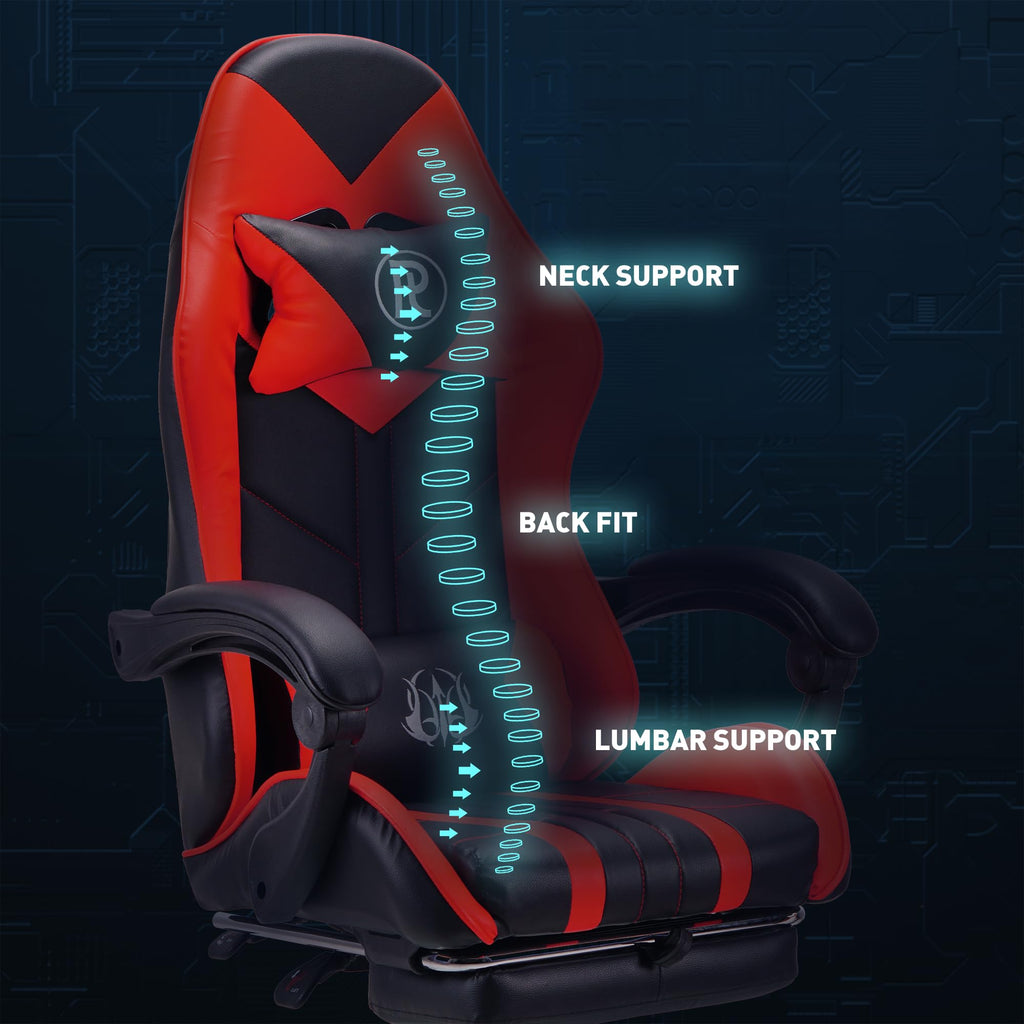 Play haha Ergonomic Gaming Chair – PU Leather Racing Desk Chair with Footrest