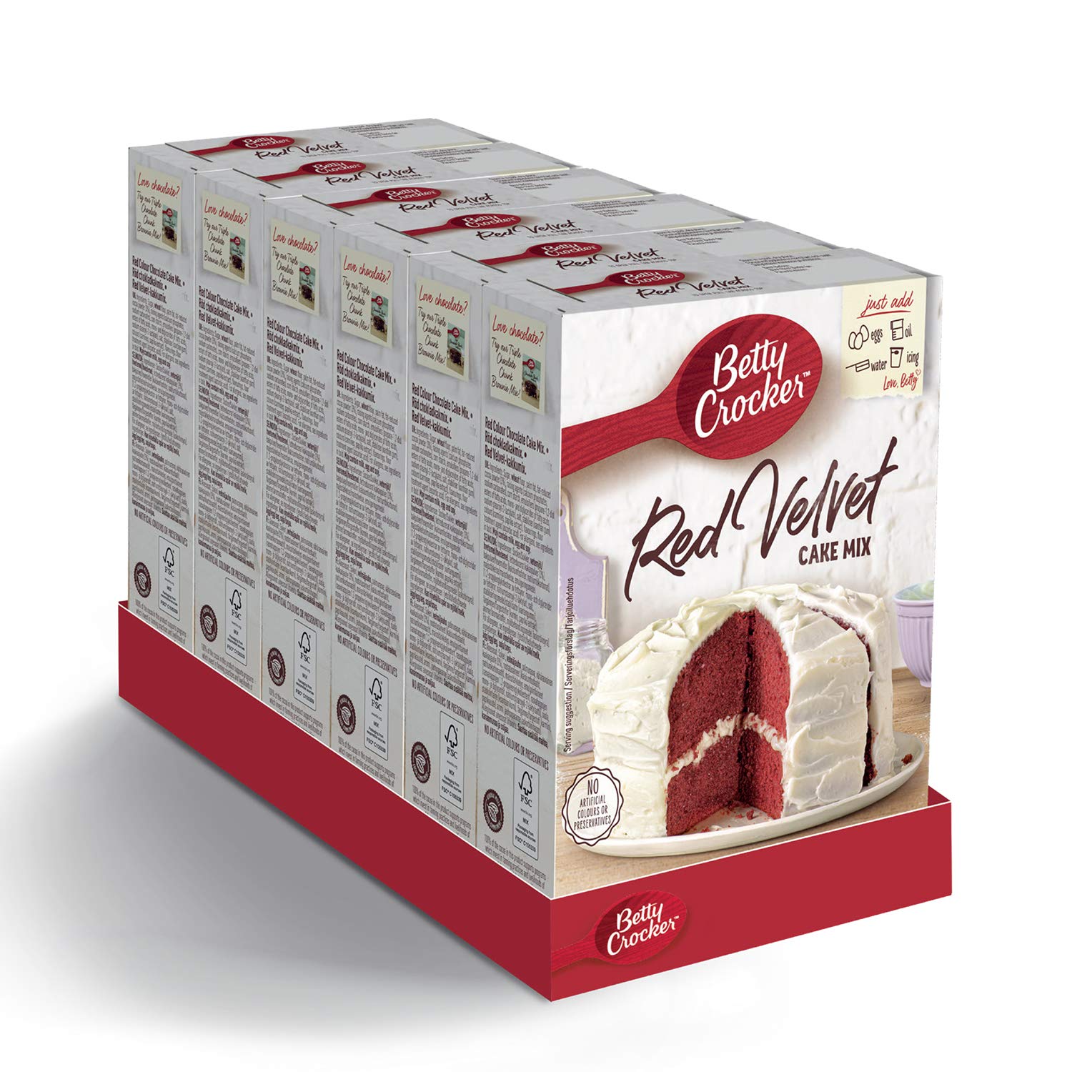 Betty Crocker Red Velvet Chocolate Cake Mix - 425g Baking Mix (Pack of 6)