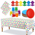 Rainbow Party Tableware Set – 180 Piece Disposable Dinnerware