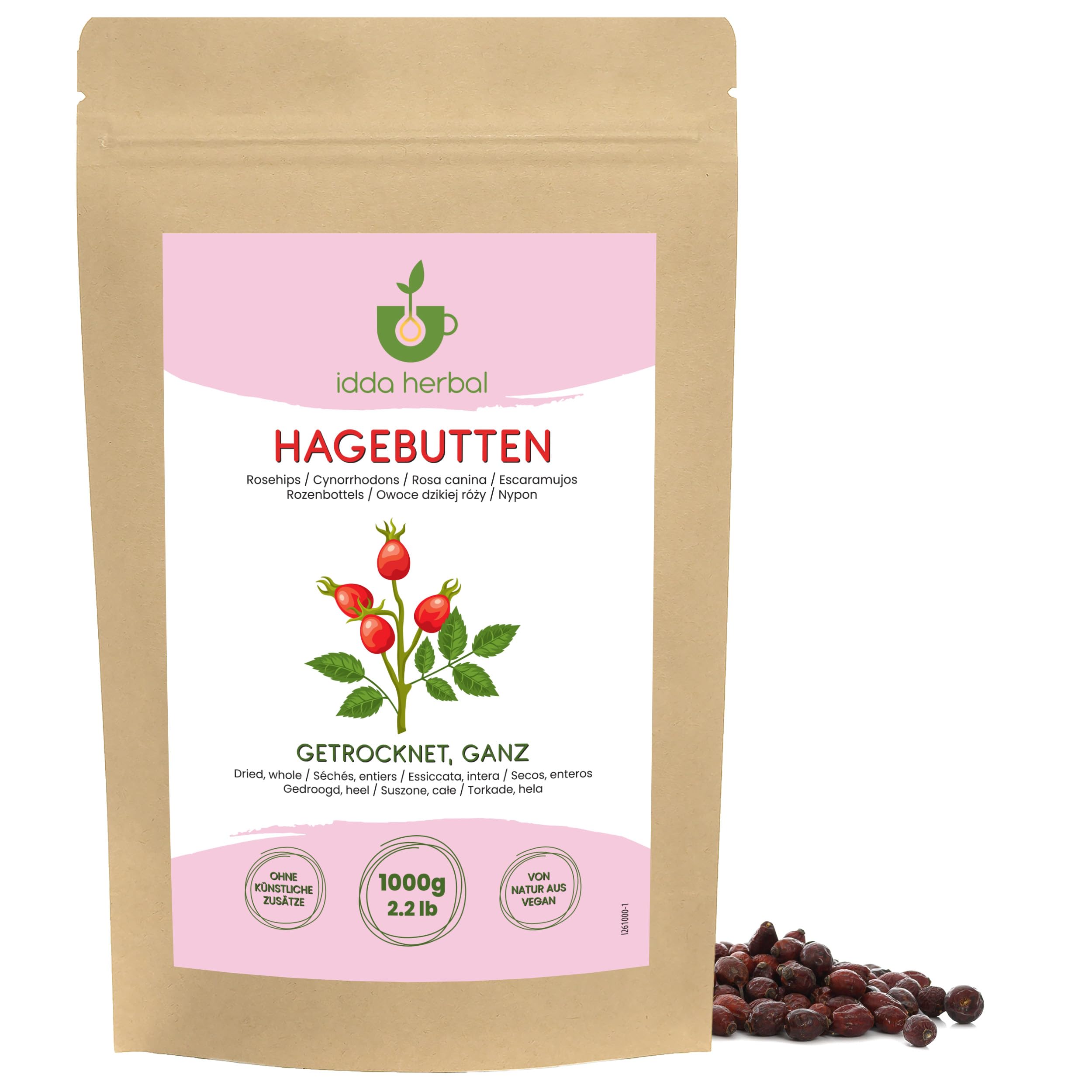 IDDA Herbal Rosehip Tea | Whole Dried Rosehips for Infusions – 1kg