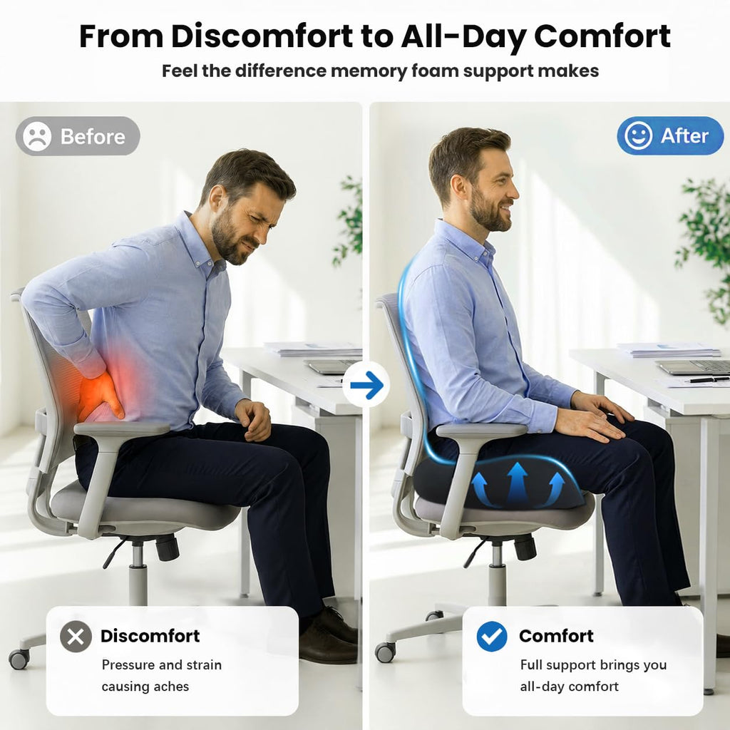 BEIKIMSU Memory Foam Seat Cushions with Ergonomic Design for Tailbone Pain - image 3
