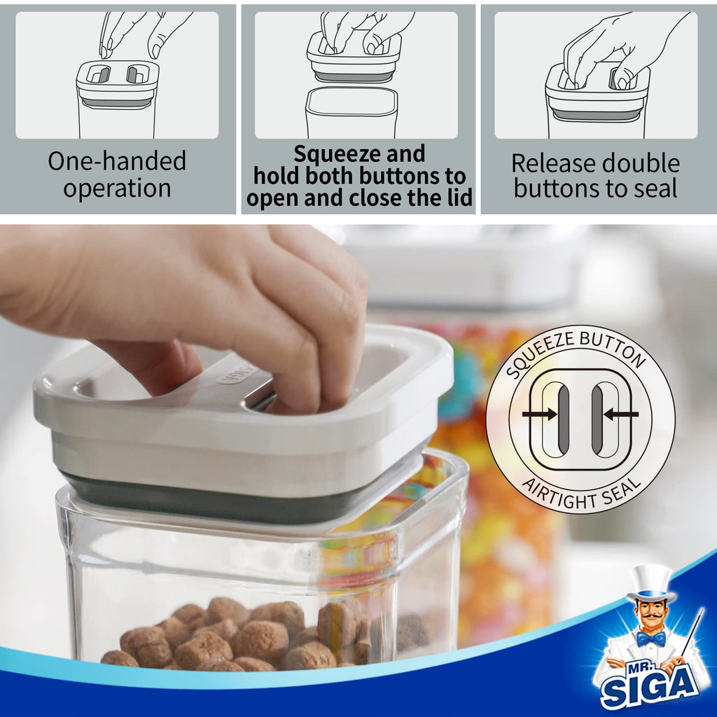 MR.SIGA 8-Piece Airtight Food Storage Container Set | BPA-Free Pantry Canisters