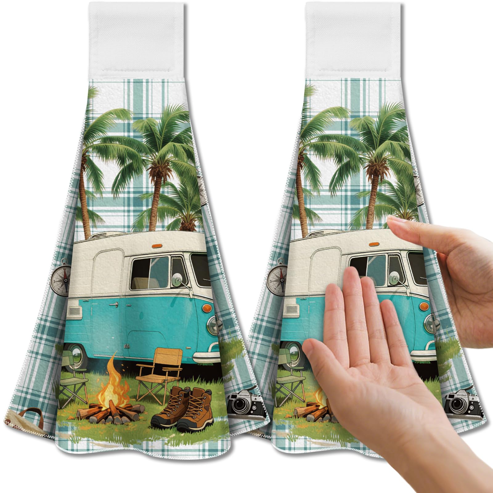 CUTHOLLOW 2Pcs Camping Microfiber Hanging Tea Towels – Super Absorbent