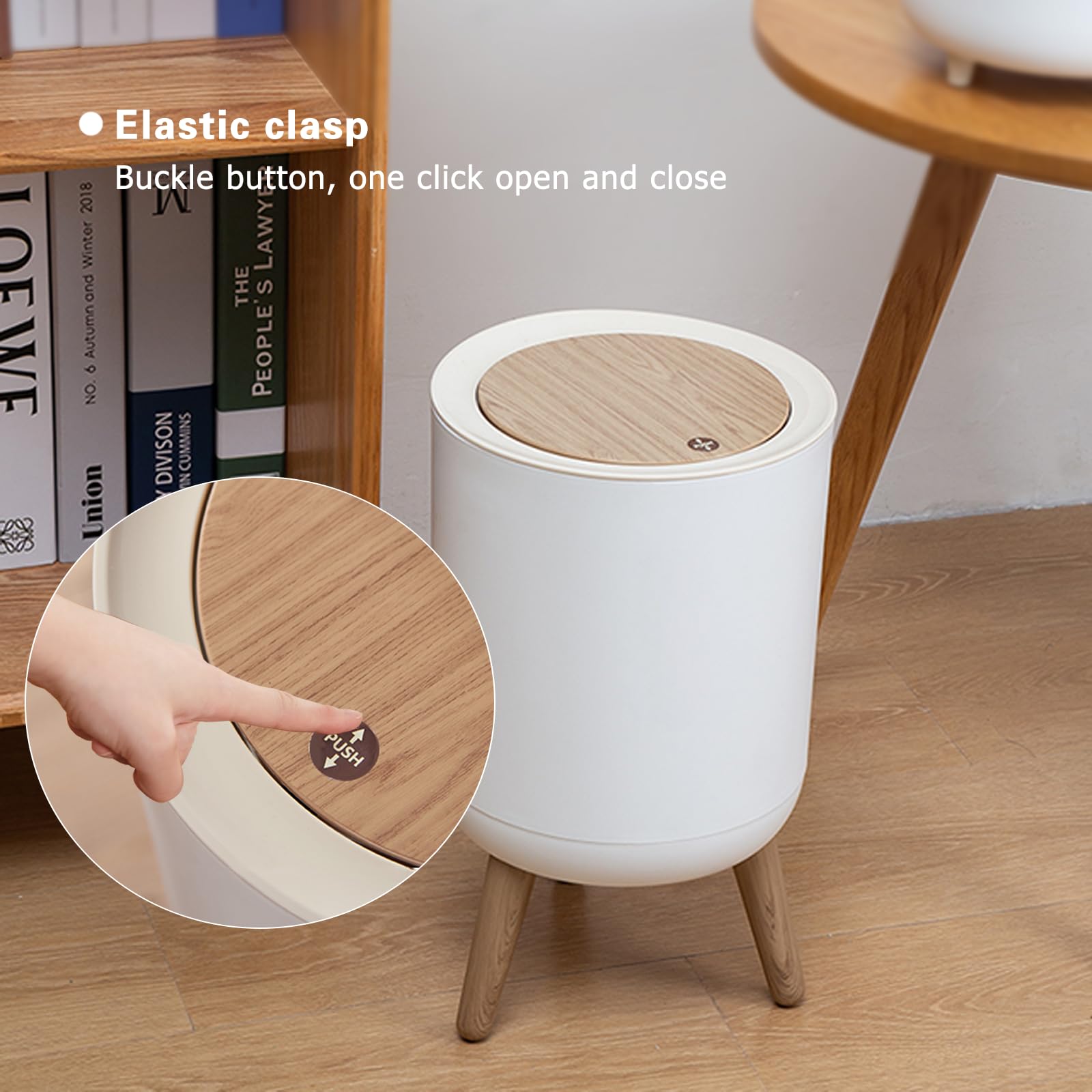 U2PICK 9L Mini Trash Bin with Lid | Modern Dog-Proof Plastic Waste Bin