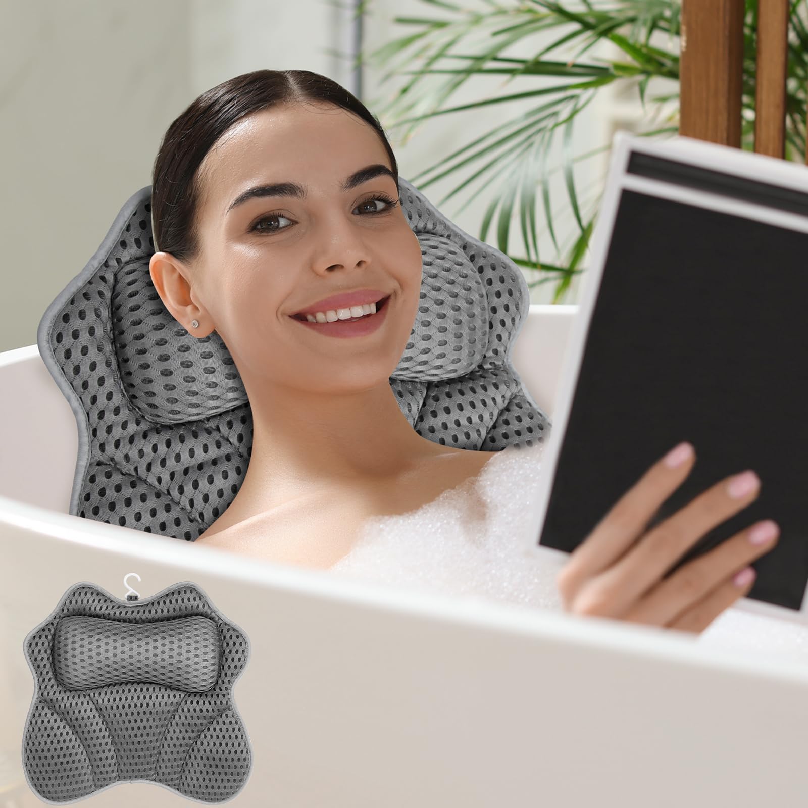 Jolof Store 4D Air Mesh Bath Pillow – Luxury Bathtub Neck and Head Support