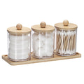 SUMTree 3 PCS Qtip Cotton Ball Holders Qtip Dispenser with Lid and Tray - image 1