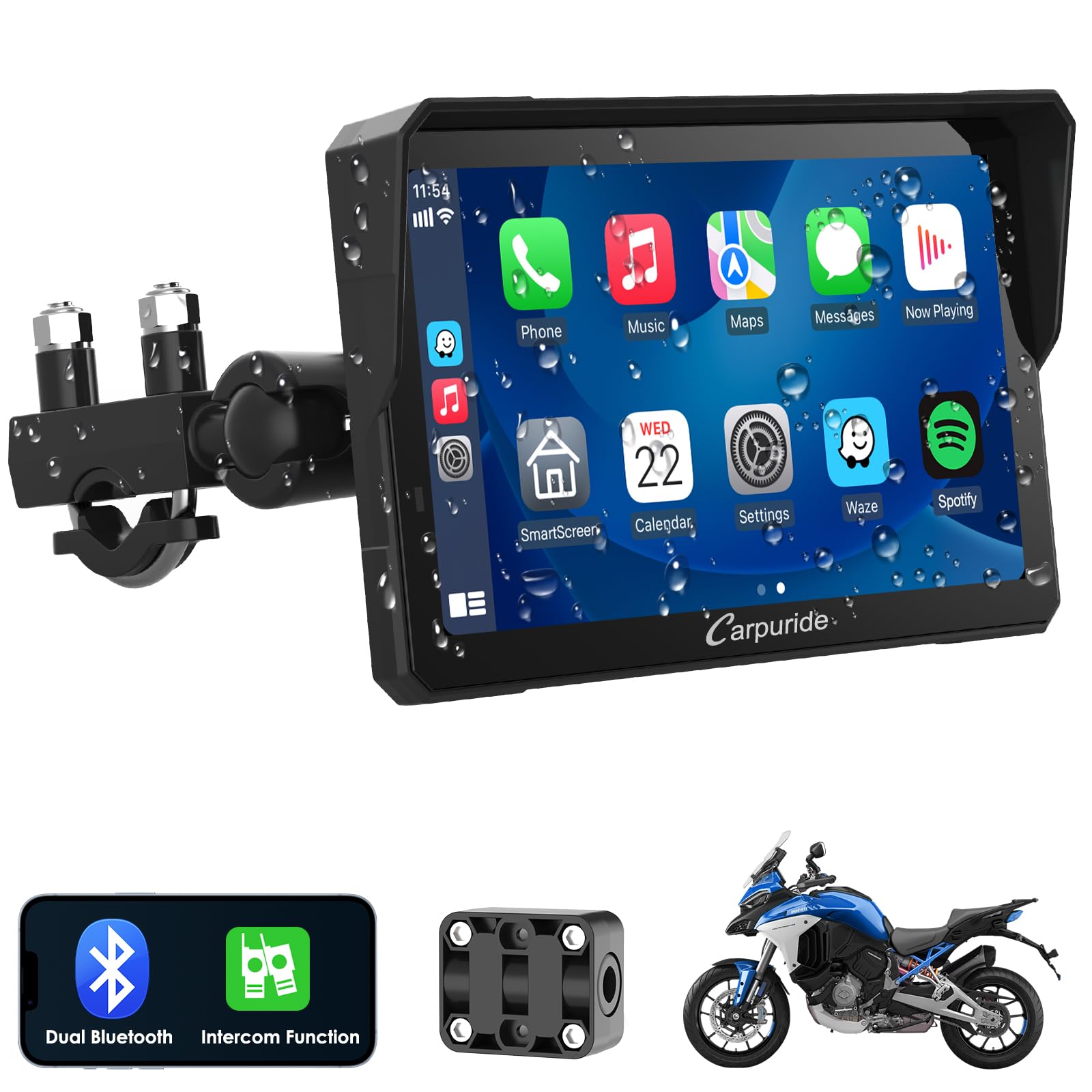 Carpuride W702 Pro 7" Motorcycle CarPlay & Android Auto Screen