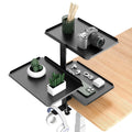 Clampable Desk Organiser Shelf, 3 Tier Bookshelf, Desk Storage Rack, Desktop or Under with Adjustable Metal Tray Headphone Stand