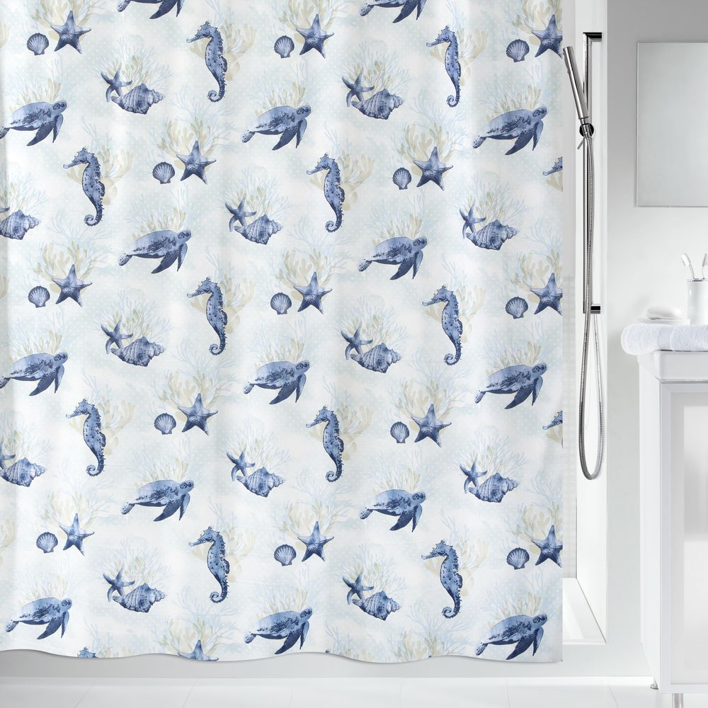 Spirella Deep Sea Waterproof Textile Shower Curtain, Aqua – 180x200cm