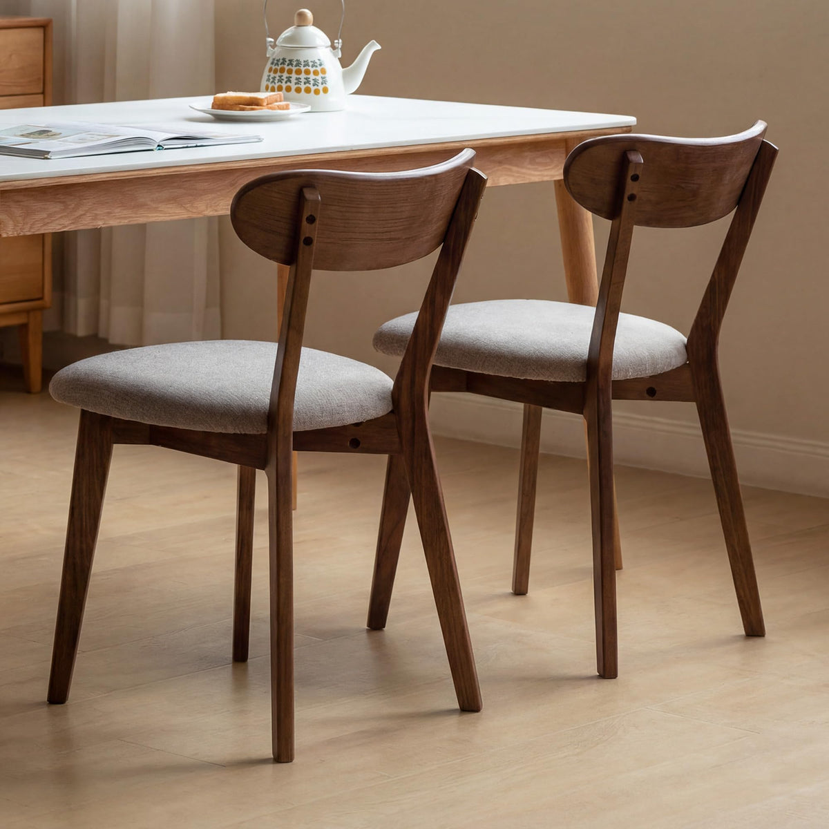 2PCS Modern Solid Dining Chairs Set, Upholstered Fabric Dining Room Chairs - image 1