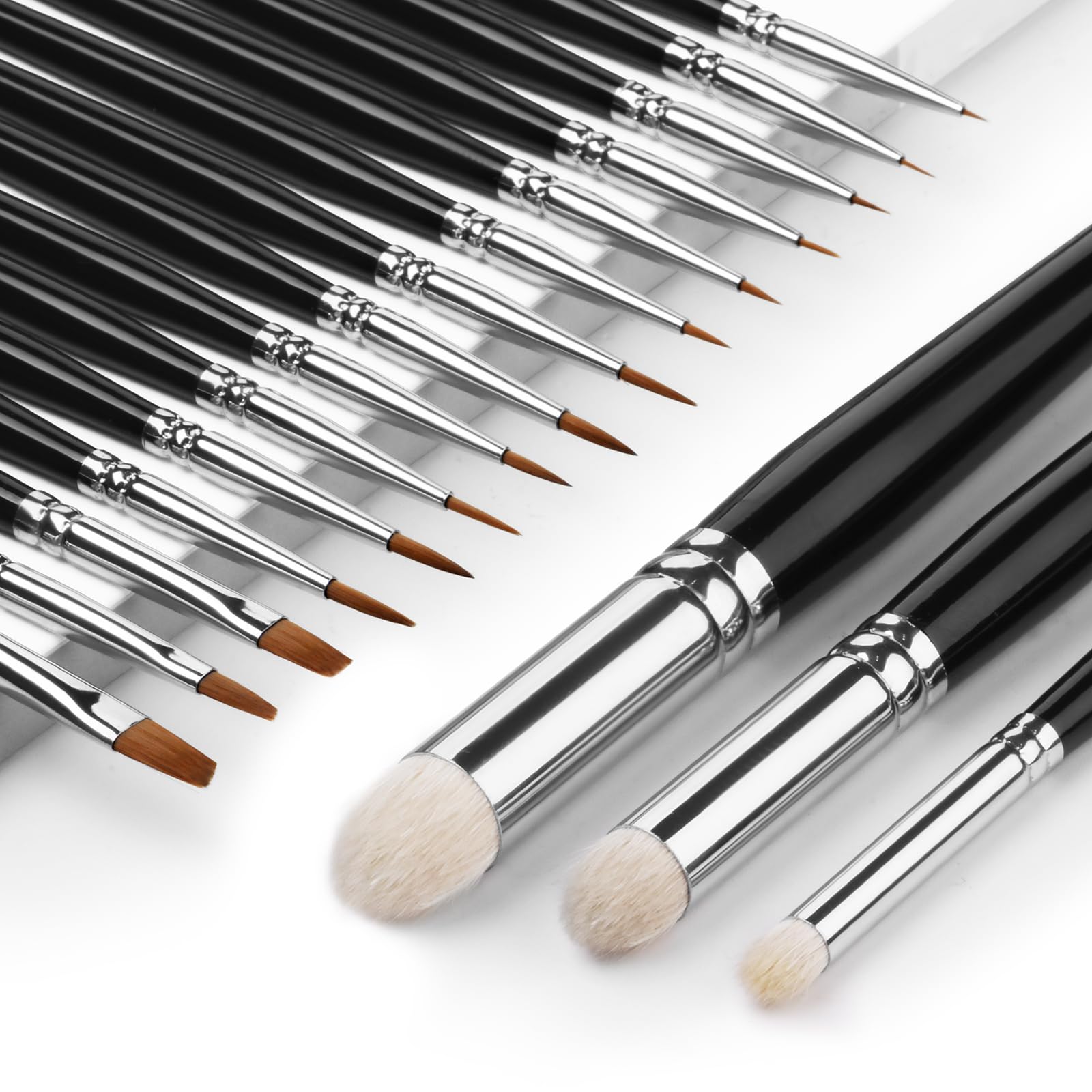 Jolof Store 18PCS Miniature Paint Brush Set with Goat Hair Drybrushes