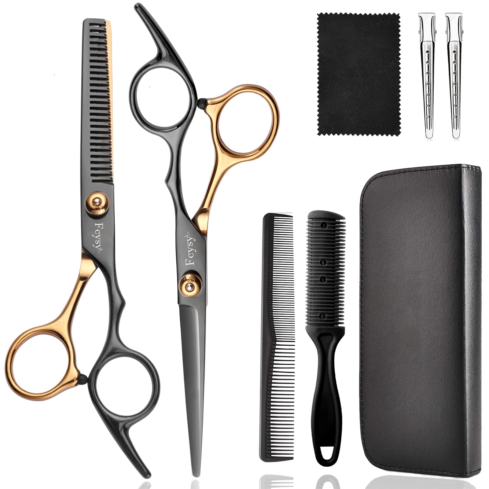Fcysy Professional 7-Piece Hair Cutting Scissors and Thinning Shears Set