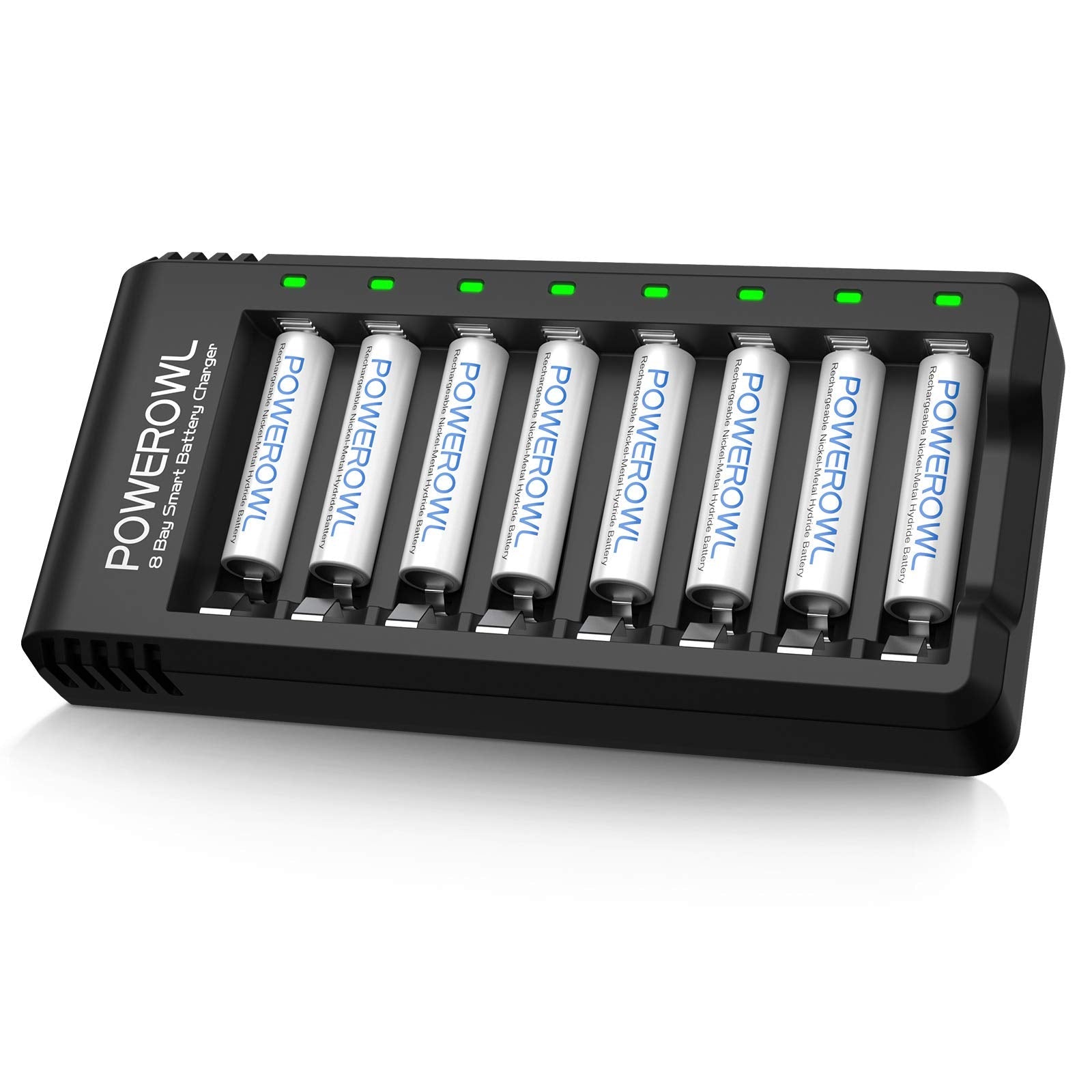 POWEROWL AAA Rechargeable Batteries (8 Pcs) & 8-Slot USB Smart Charger
