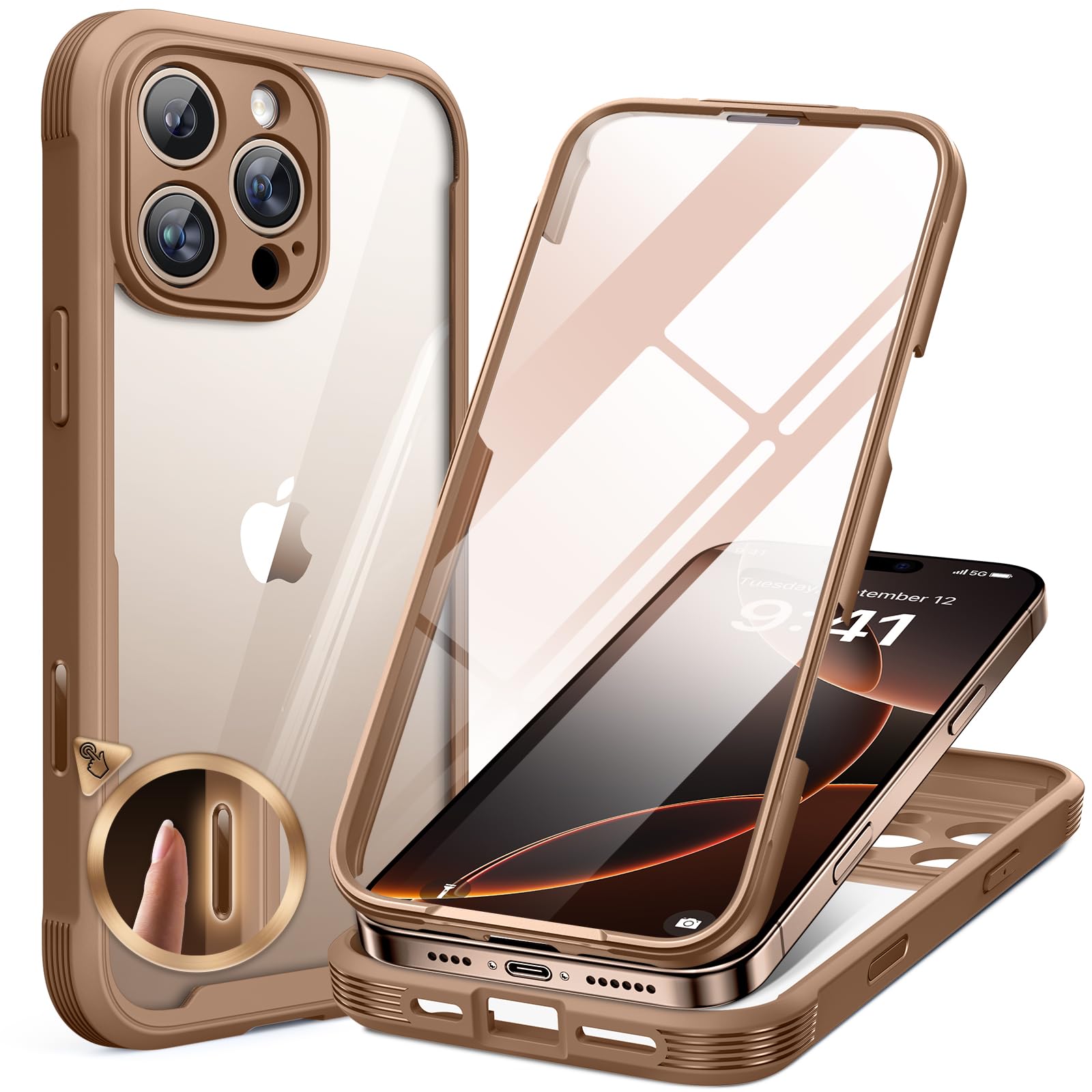 Miracase iPhone 16 Pro Max Case | Full Body Glass with Screen Protector