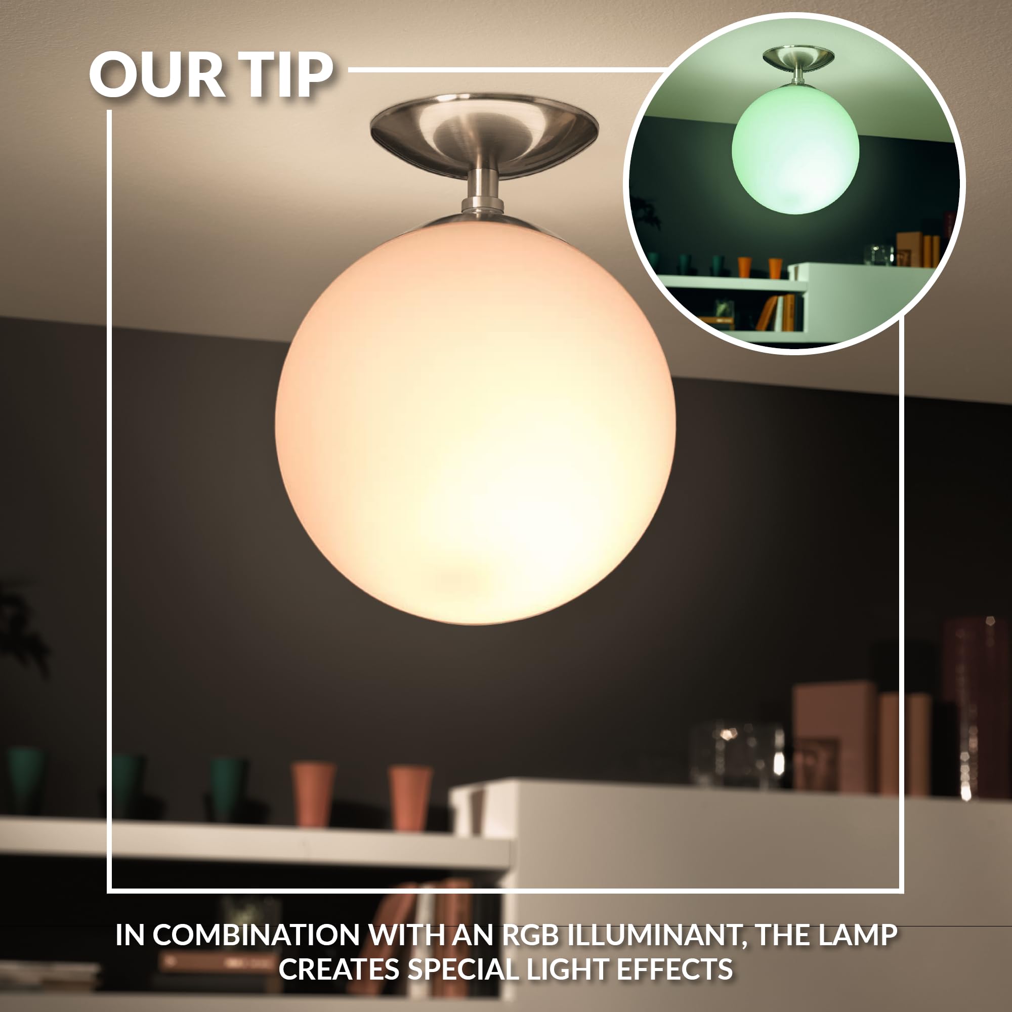 Eglo Rondo Ceiling Light – Matt Nickel Steel with Opal Glass E27