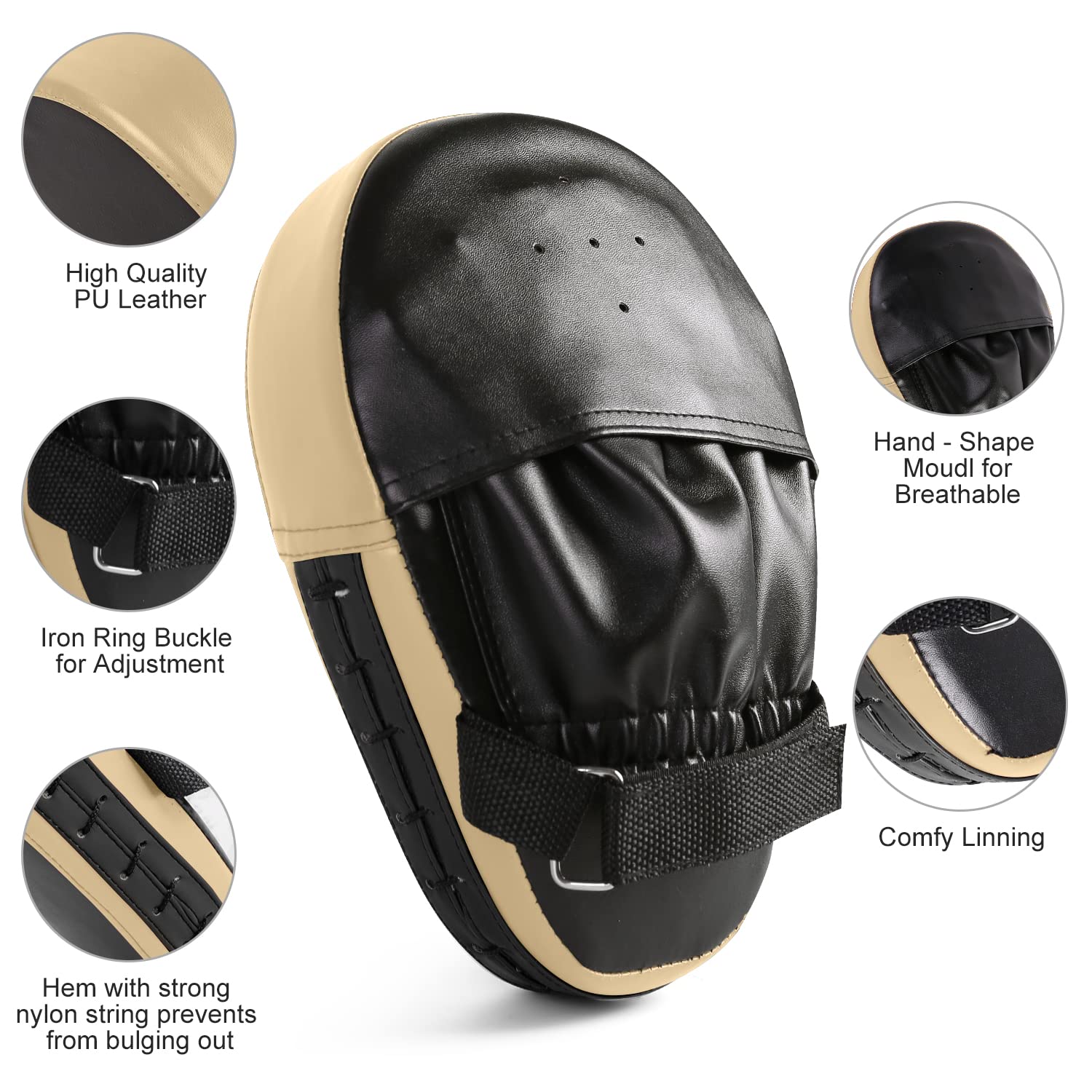Odoland Boxing Punching Mitts and Kick Pad Set - PU Leather Focus Pads