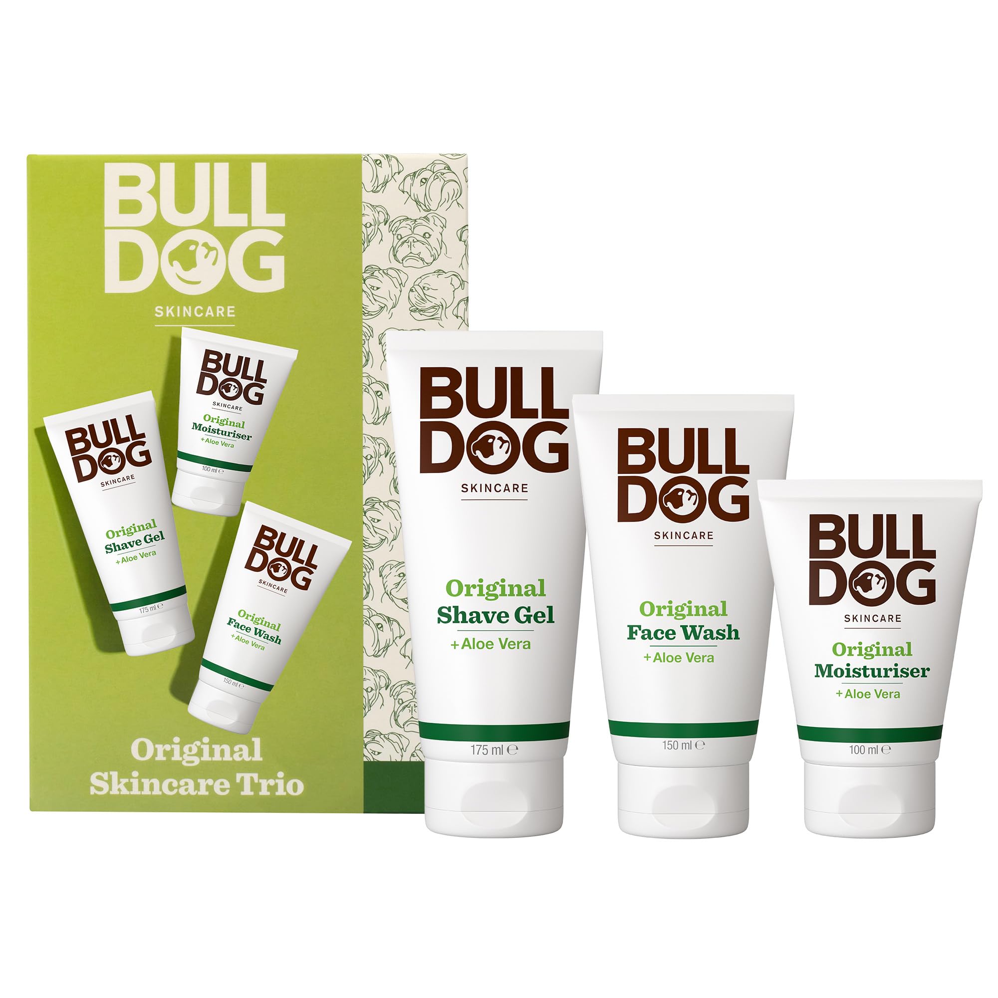 Bulldog Skincare Men's Gift Set - Original Trio Face Wash, Shave Gel & Cream