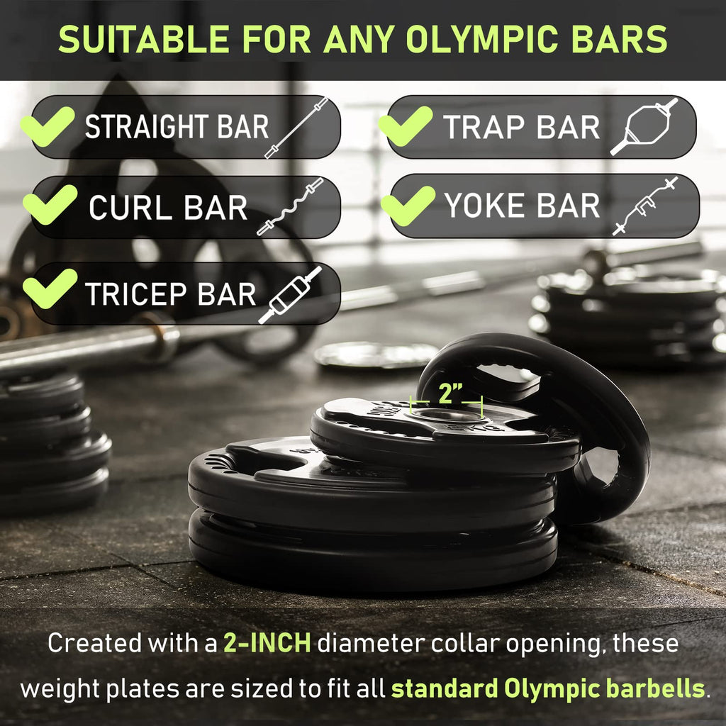 PhysKcal 20kg Olympic Weight Plate | Rubber Coated Tri-Grip Cast Iron