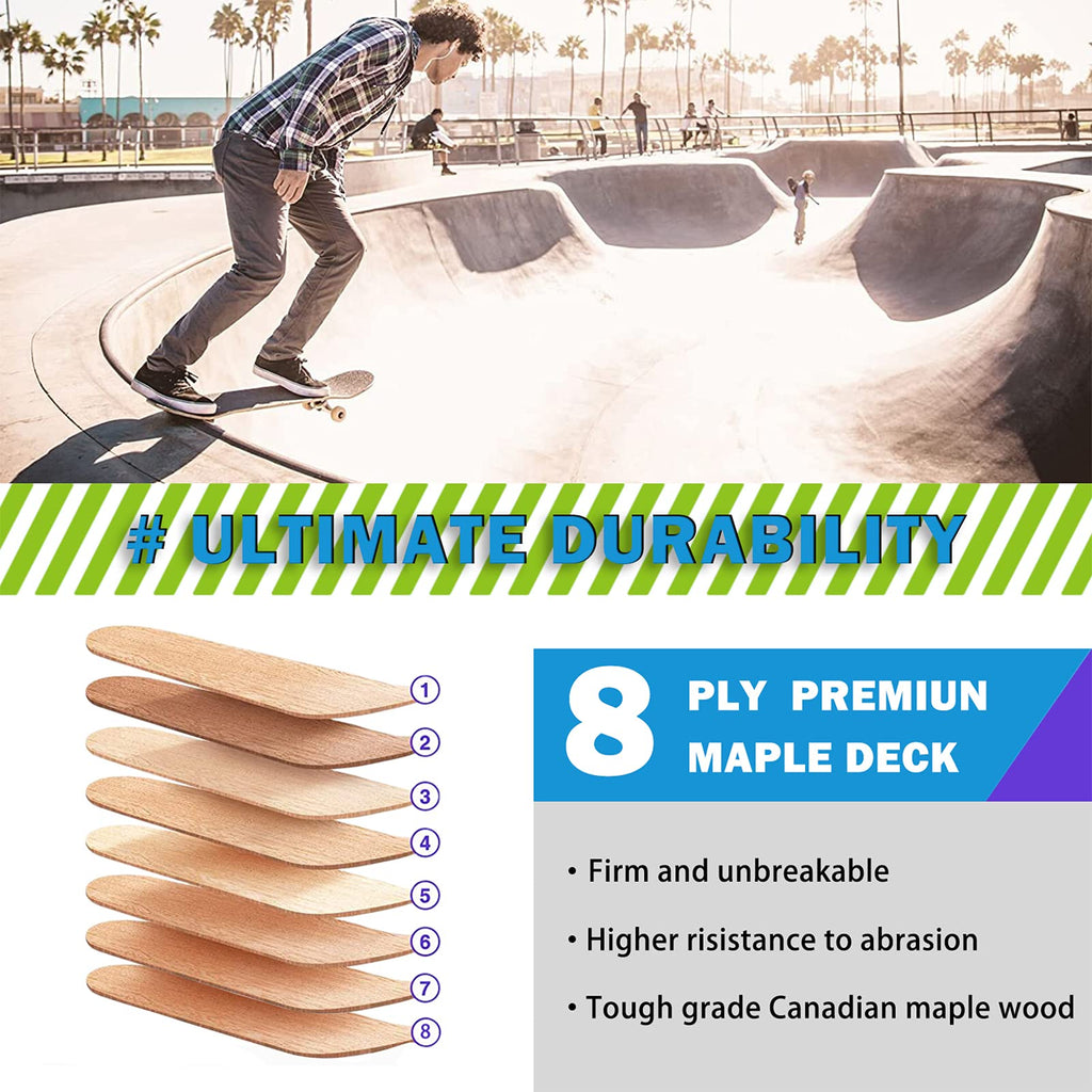 Jolof Store Complete Skateboard | 31x8 Inch 8-Layer Maple Wood Deck