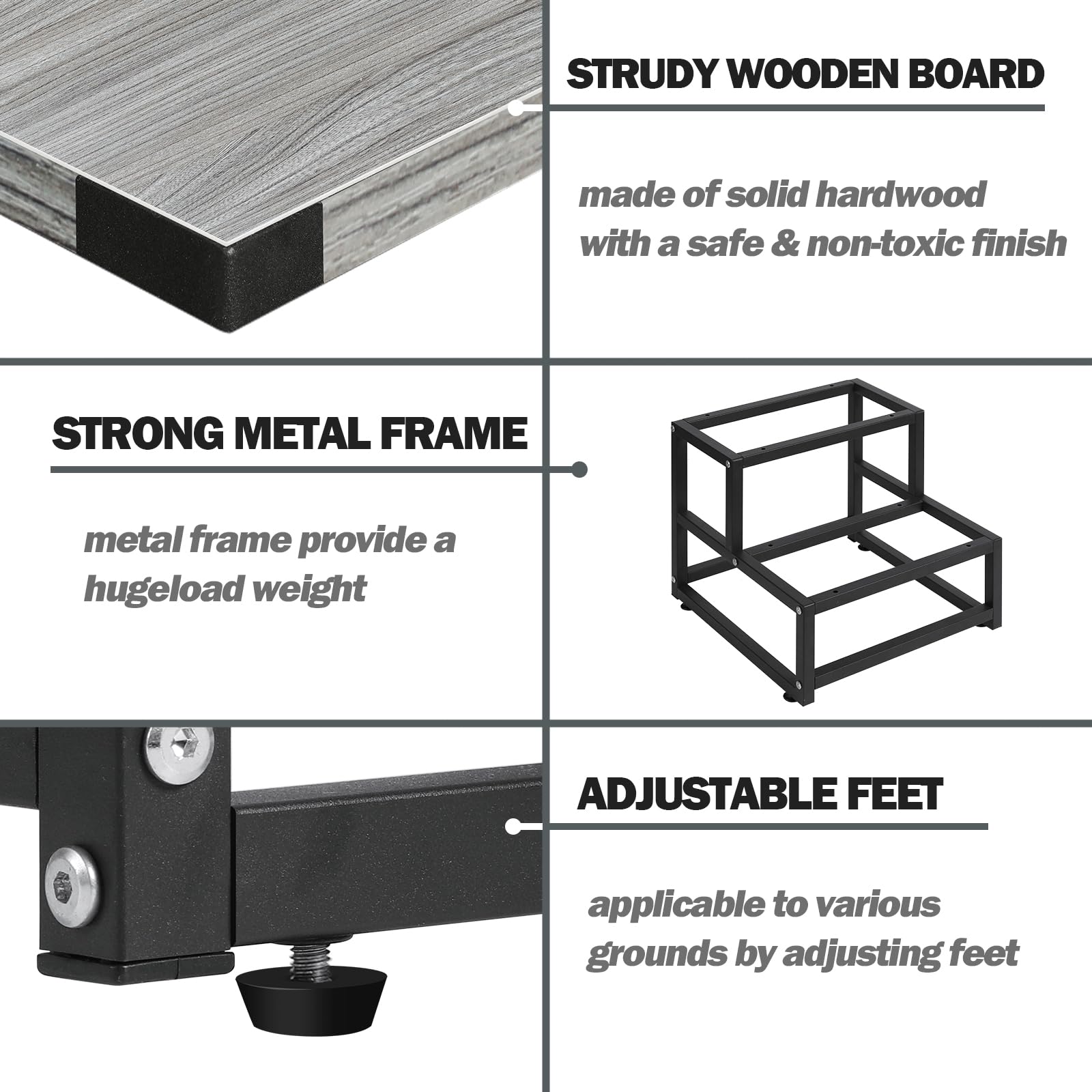 LIANTRAL 2-Step Stool – Heavy Duty Wood and Steel Helper for Adults