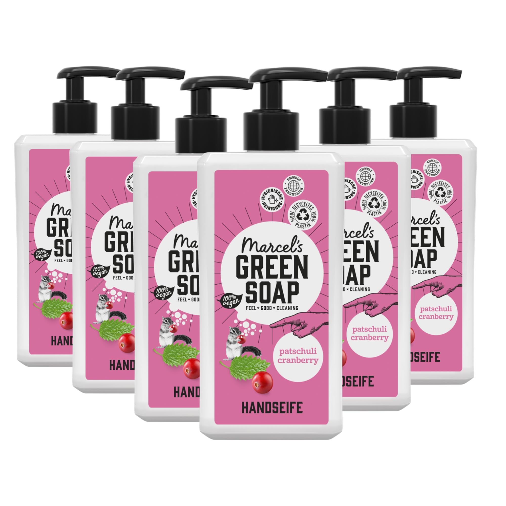 Marcel's Green Soap – Patchouli & Cranberry Vegan Hand Soap – 500ml (6 Pack)