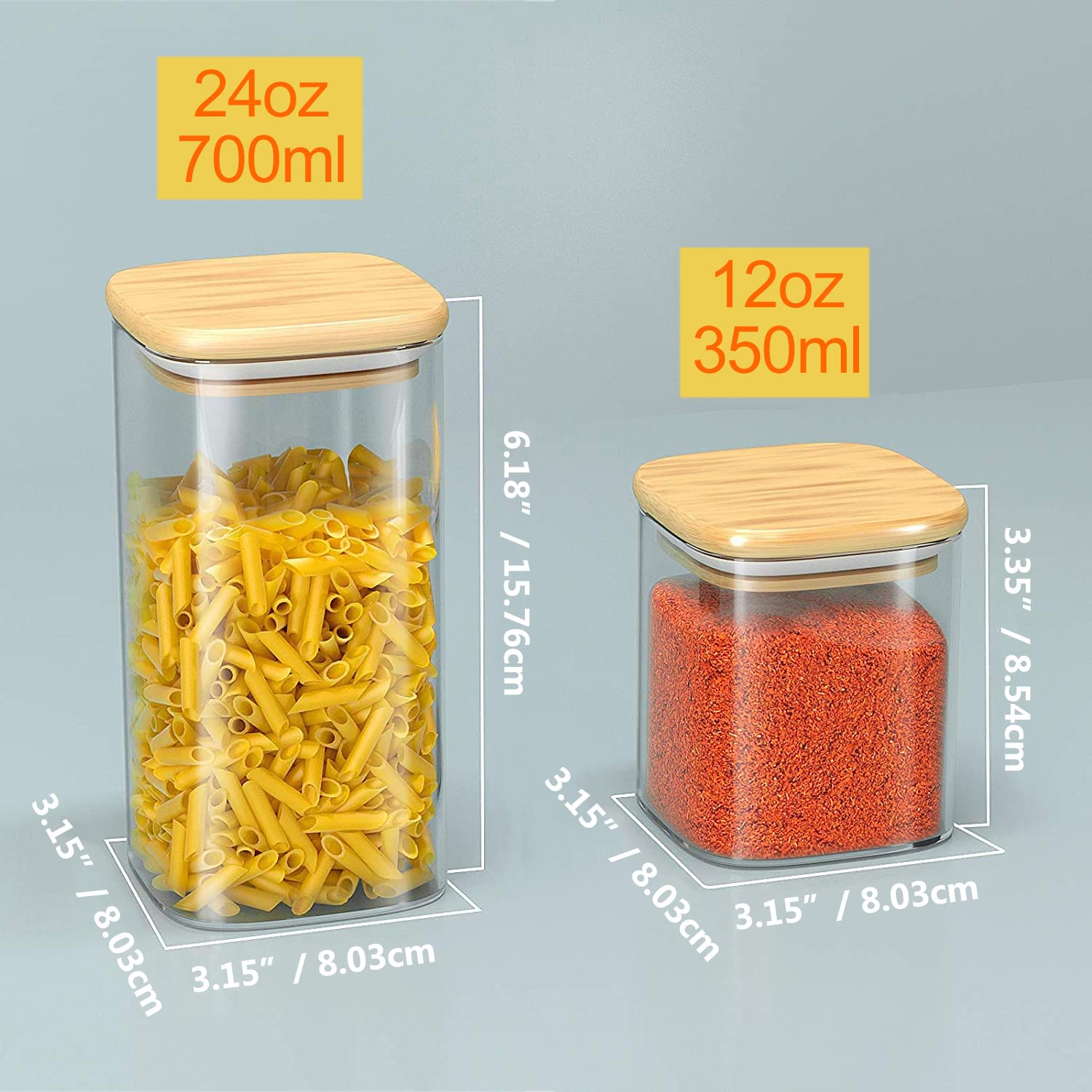 Finew 12-Pack Glass Storage Jars with Airtight Bamboo Lids | Jolof Store