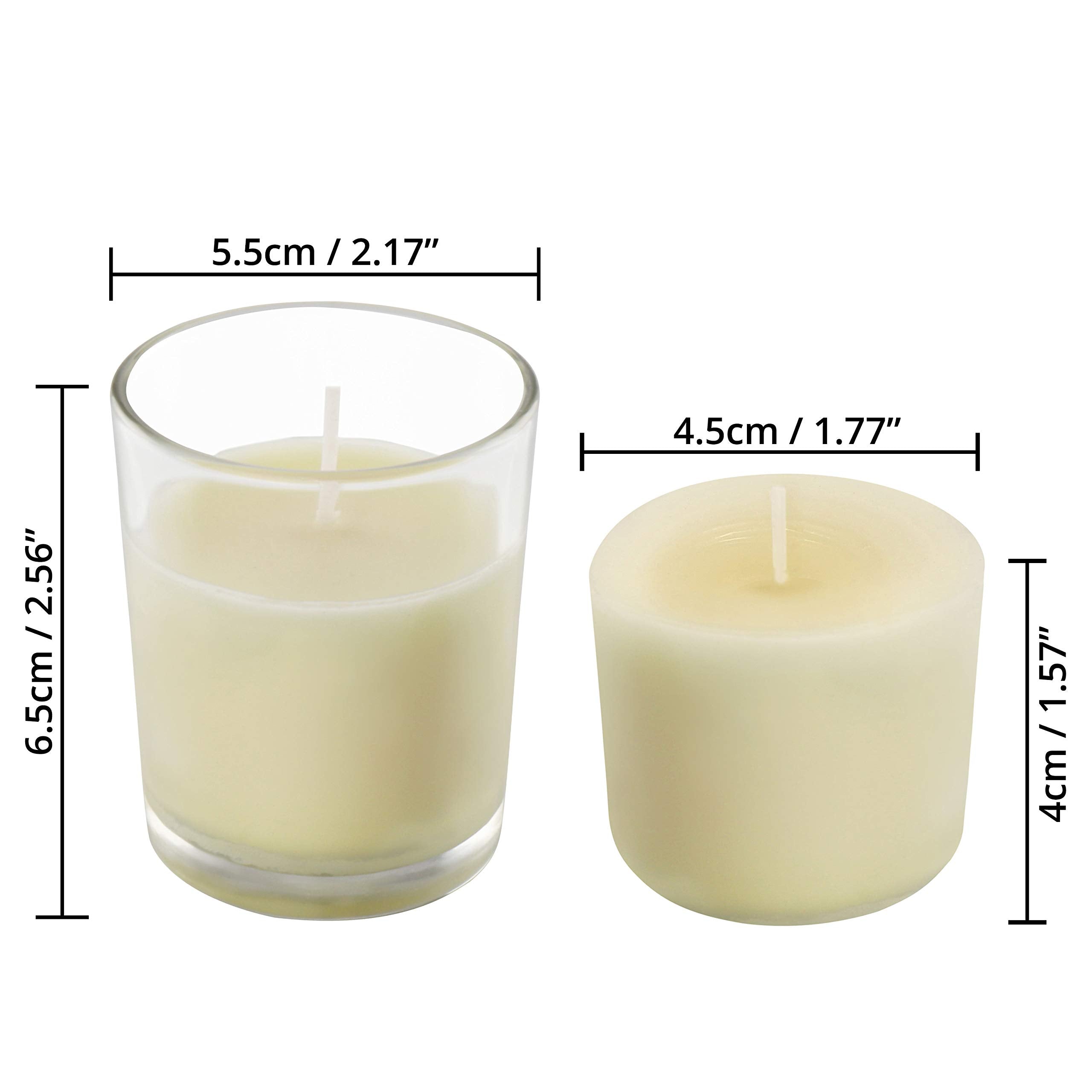 Belle Vous 48 Pack Unscented Votive Candles – 12 Hour Burn Glass Holders