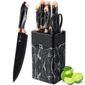 Micocali 6-Piece Stainless Steel Kitchen Knife Set with Storage Block