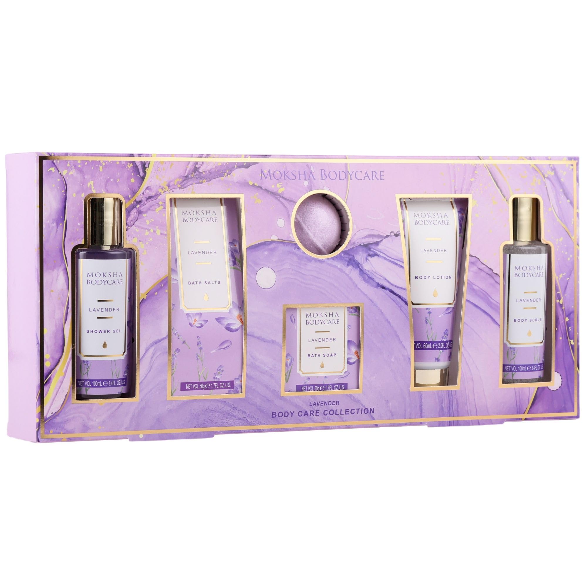 Lavender Bath Gift Set – 6-Piece Vegan Spa Pamper Kit