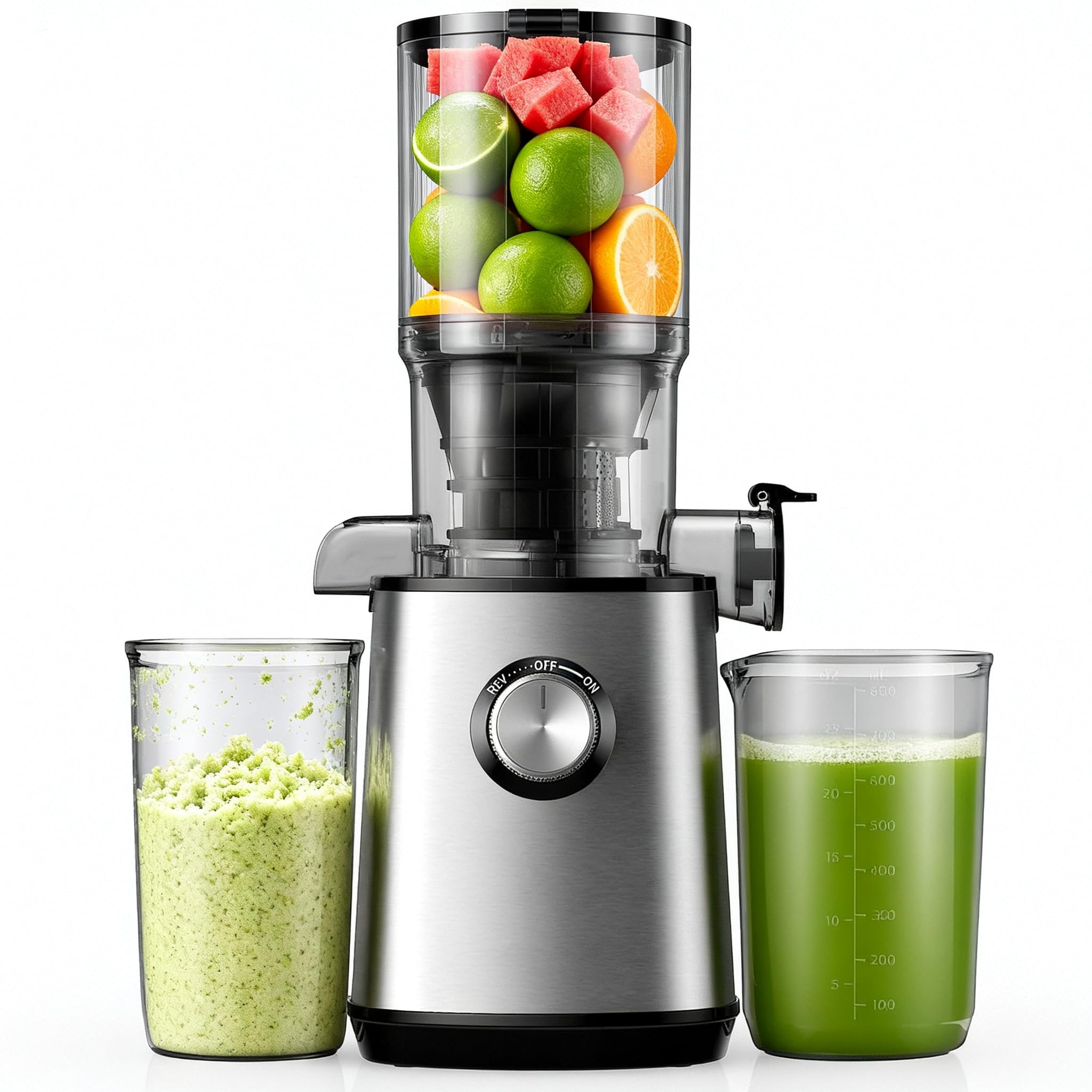 Jolof Store Masticating Cold Press Juicer – 110mm Large Feed Chute, Silver