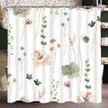 Lerores Sage Green Flower Shower Curtain | Anti-Mould Polyester 240x200cm