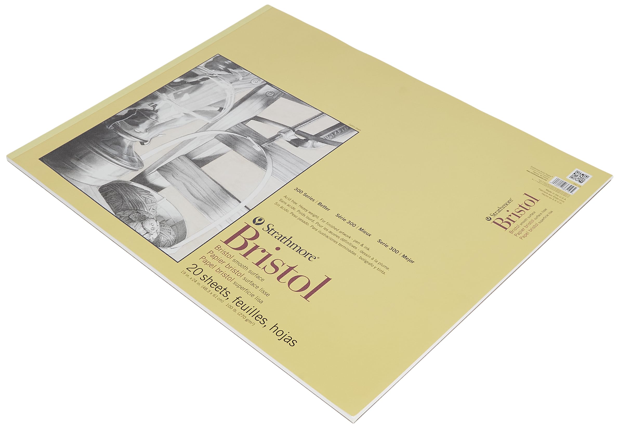 Strathmore Bristol Smooth Paper Pad, 19 x 24 Inch, 100lb, 20 Sheets