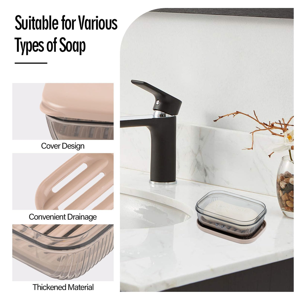 Soap Holder, Travel Soap Case, Portable Soap Box, Soap Case with Draining Grid, Soap Dish With Lid, Easy Cleaning Soap Tray for Bathroom, Gym, Camp - image 4